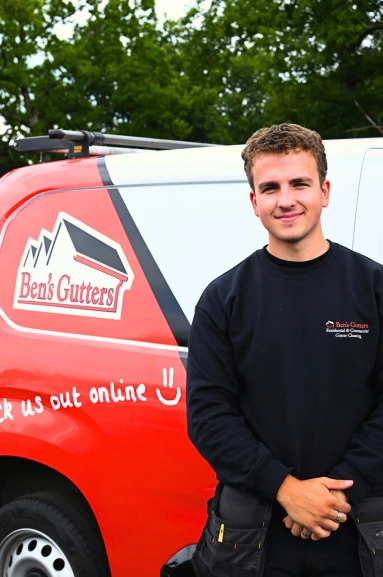 our gutter cleaner in Surrey standing by company vehicle