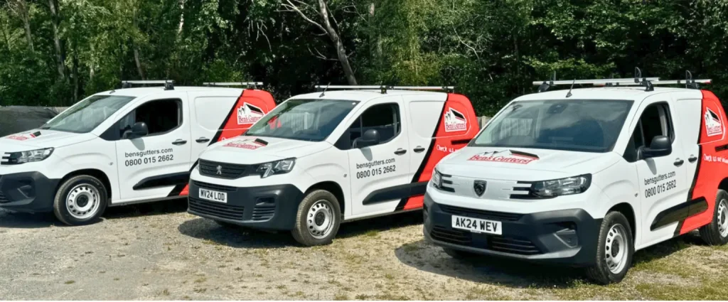 Our fleet of gutter cleaning vehicles in Horley