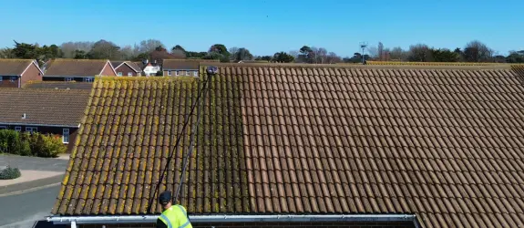 Roof cleaning a healthcare centre in Horley